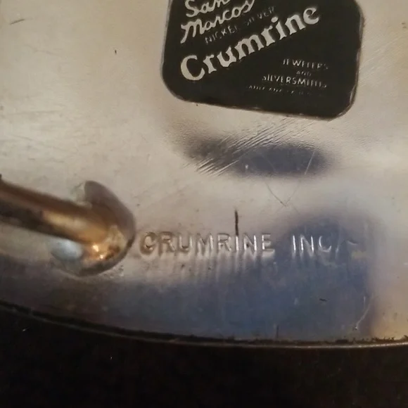 CRUMRINE VINTAGE BELT BUCKLE. San Marco's Nickel Silver. EUC 2.75" x 3.75" - Picture 4 of 5